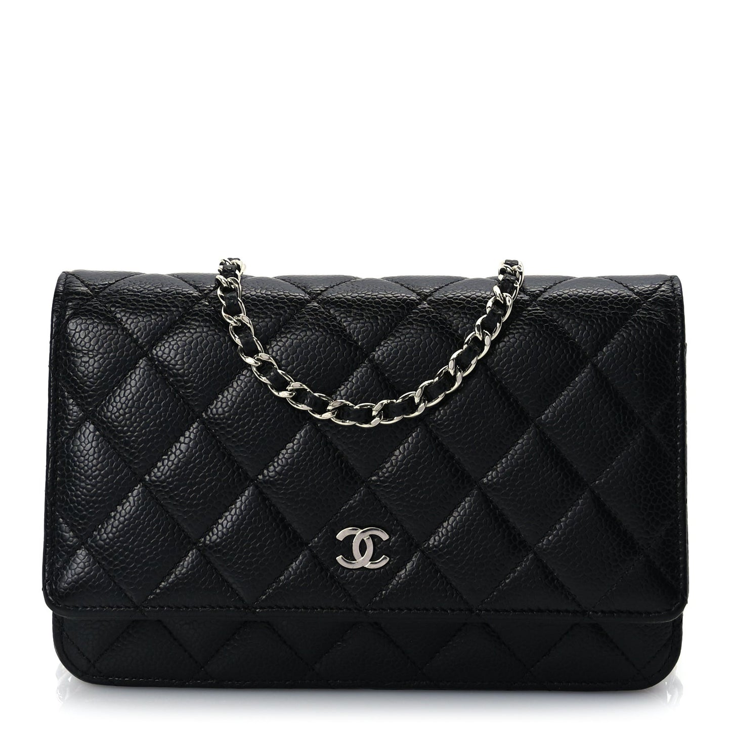 Caviar Quilted Wallet On Chain WOC  Black