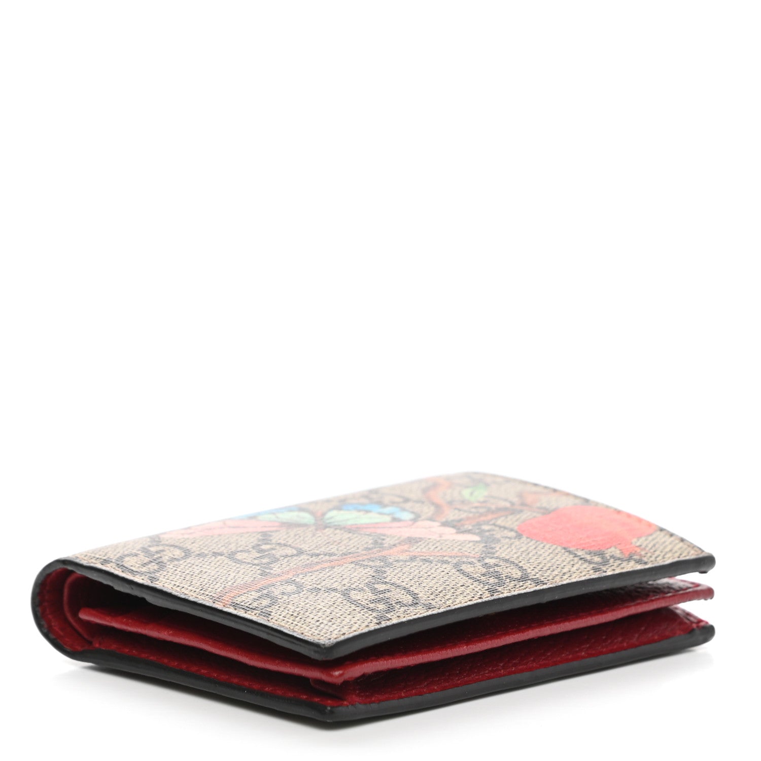 Gucci GG Supreme Monogram Tian Card Case Beige Multicolor Red 4 of 9