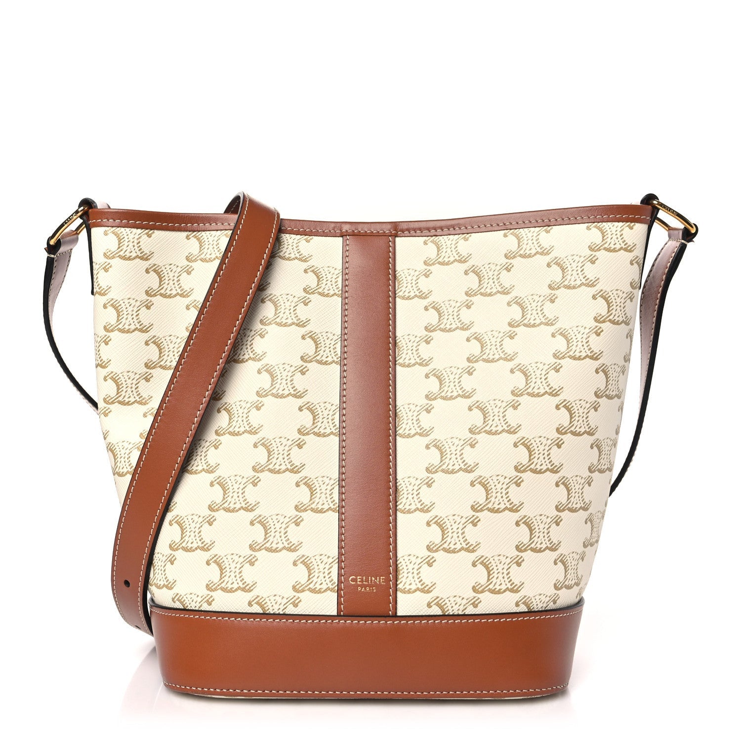 Celine Triomphe Canvas Calfskin Small Bucket Bag White 1 of 1