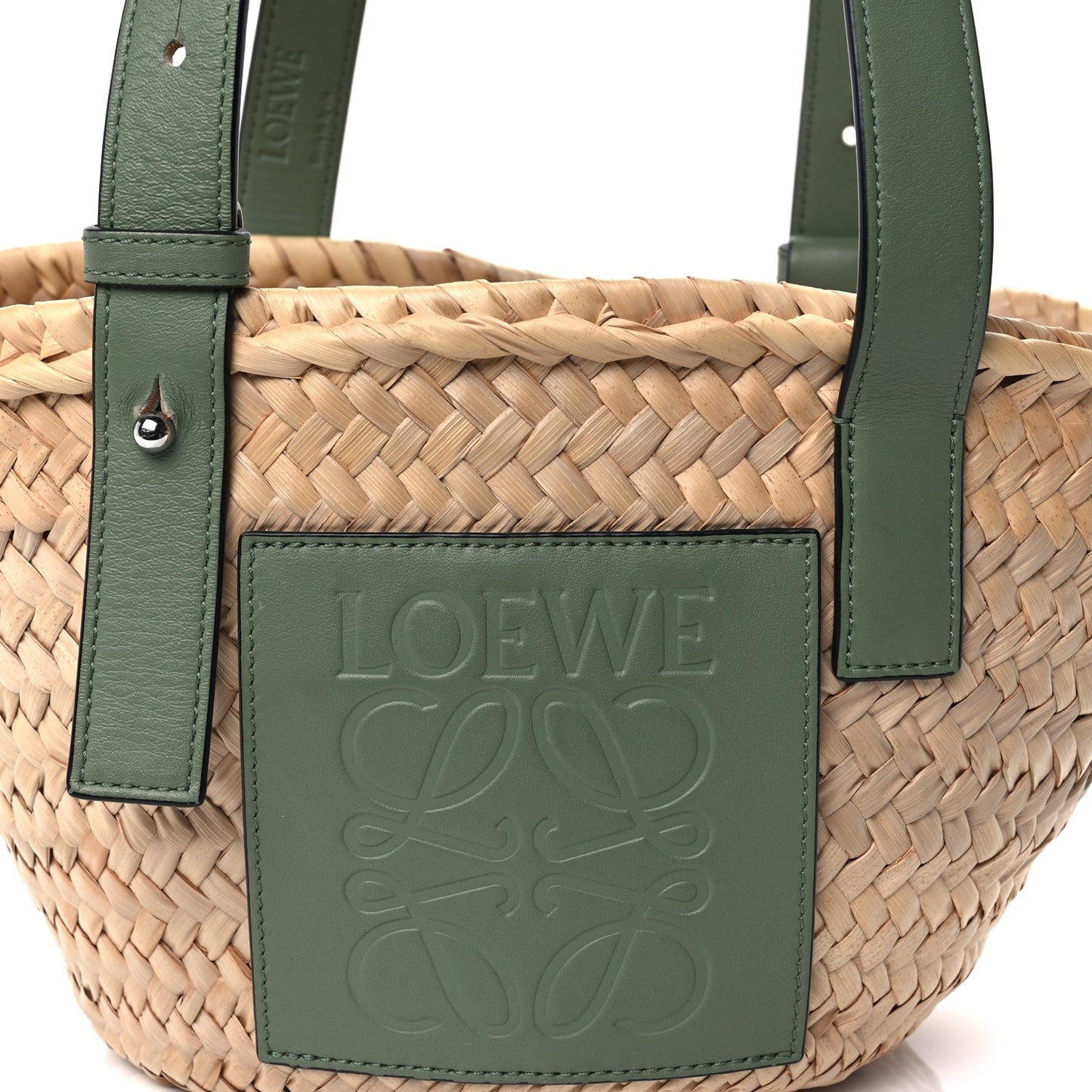 Raffia Small Basket Tote Bag Natural Green