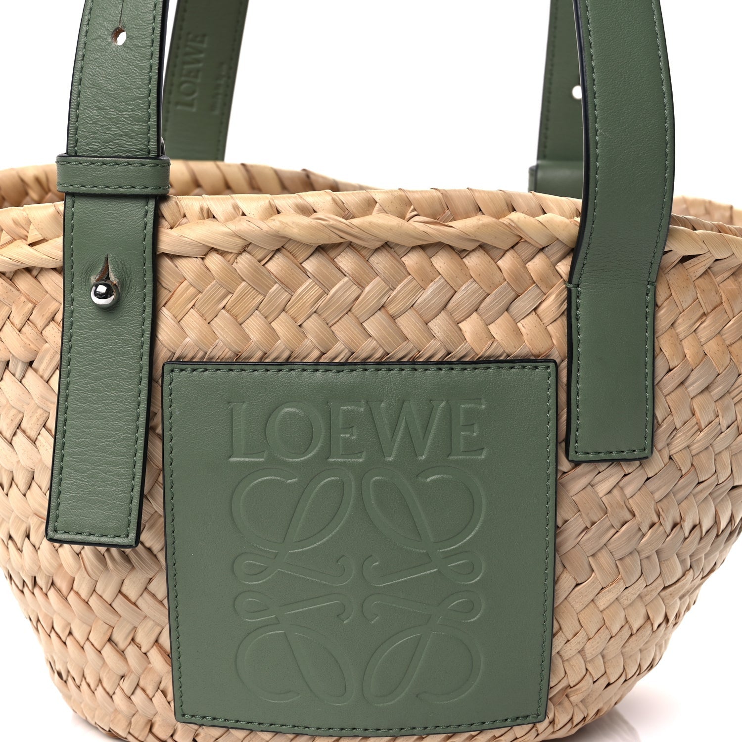Loewe Raffia Small Basket Tote Bag Natural Green 6 of 7