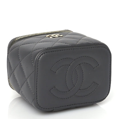 Chanel Lambskin Quilted Top Handle Mini Vanity Case With Chain Grey 3 of 9