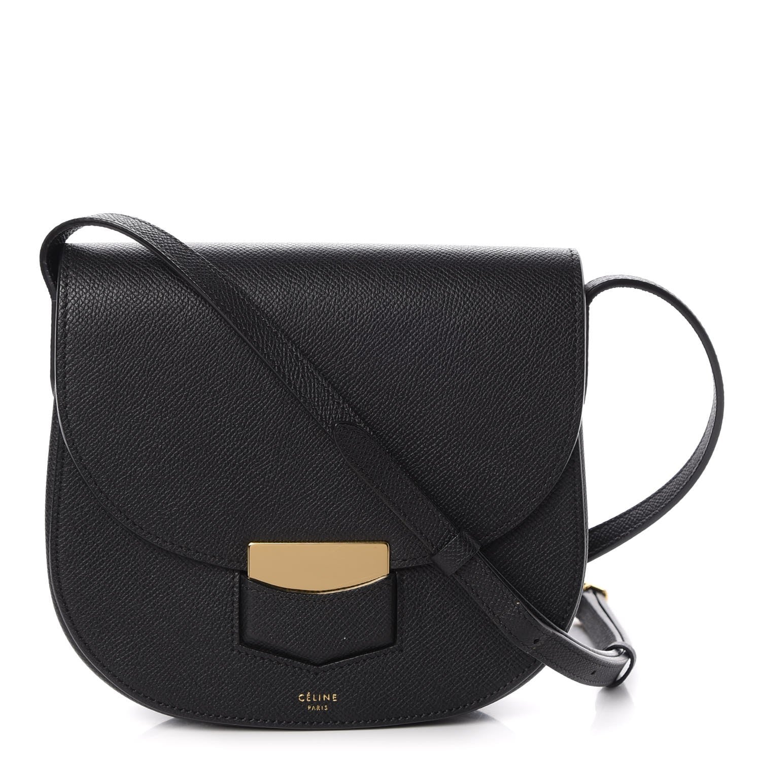 Celine Grained Calfskin Small Trotteur Black 1 of 8