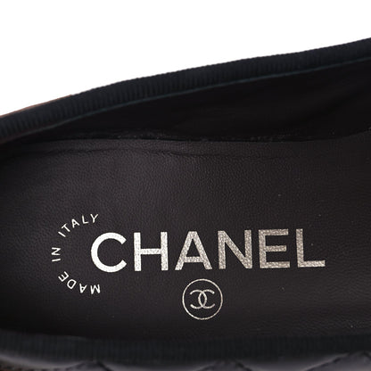 Chanel Aged Calfskin Quilted CC Cap Toe Ballerina Flats 36 Black 7 of 9
