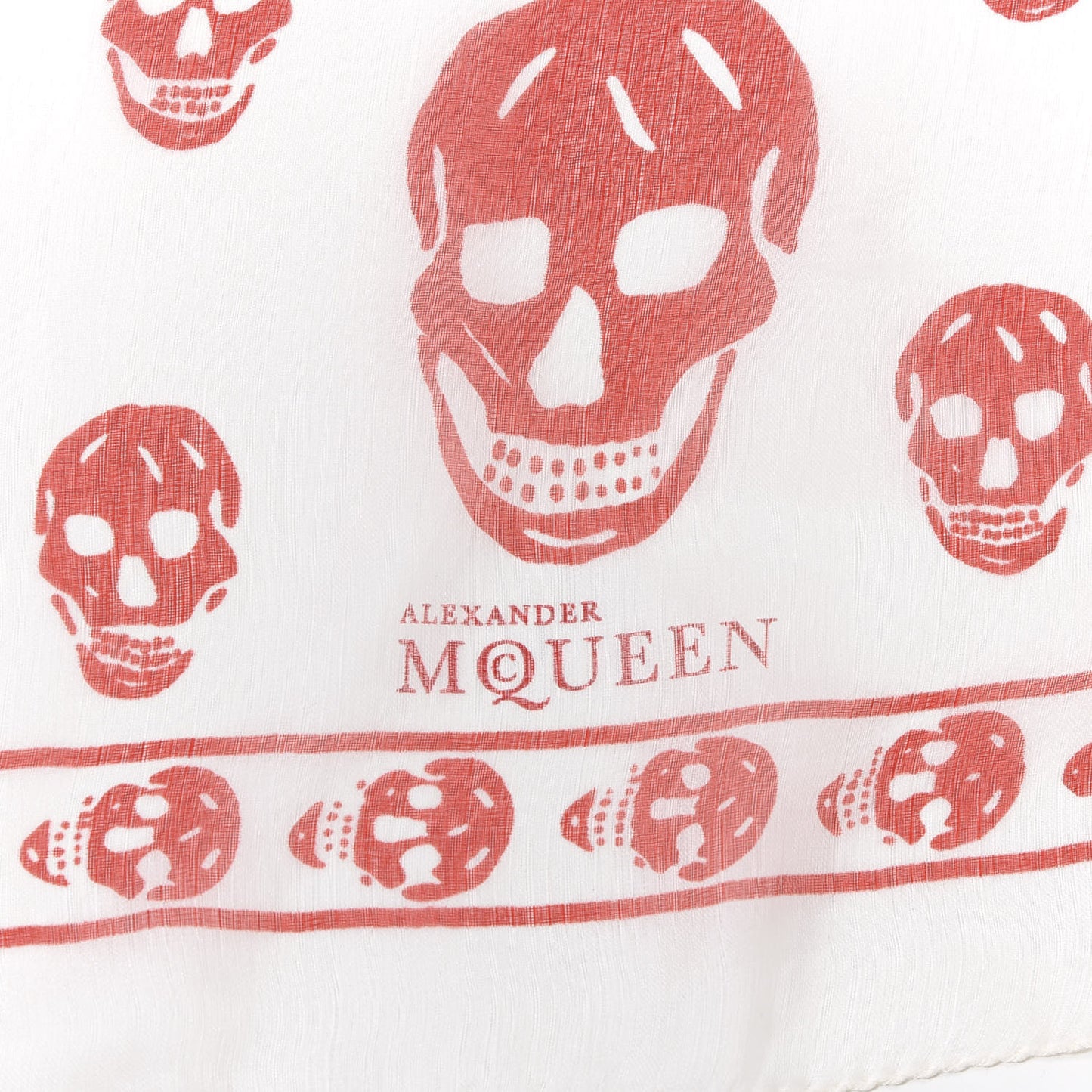 Silk Chiffon Skull Scarf Red White