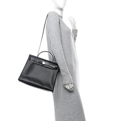 Hermes Toile H Berline Vache Hunter Herbag Zip PM 31 Black Ecru 2 of 7