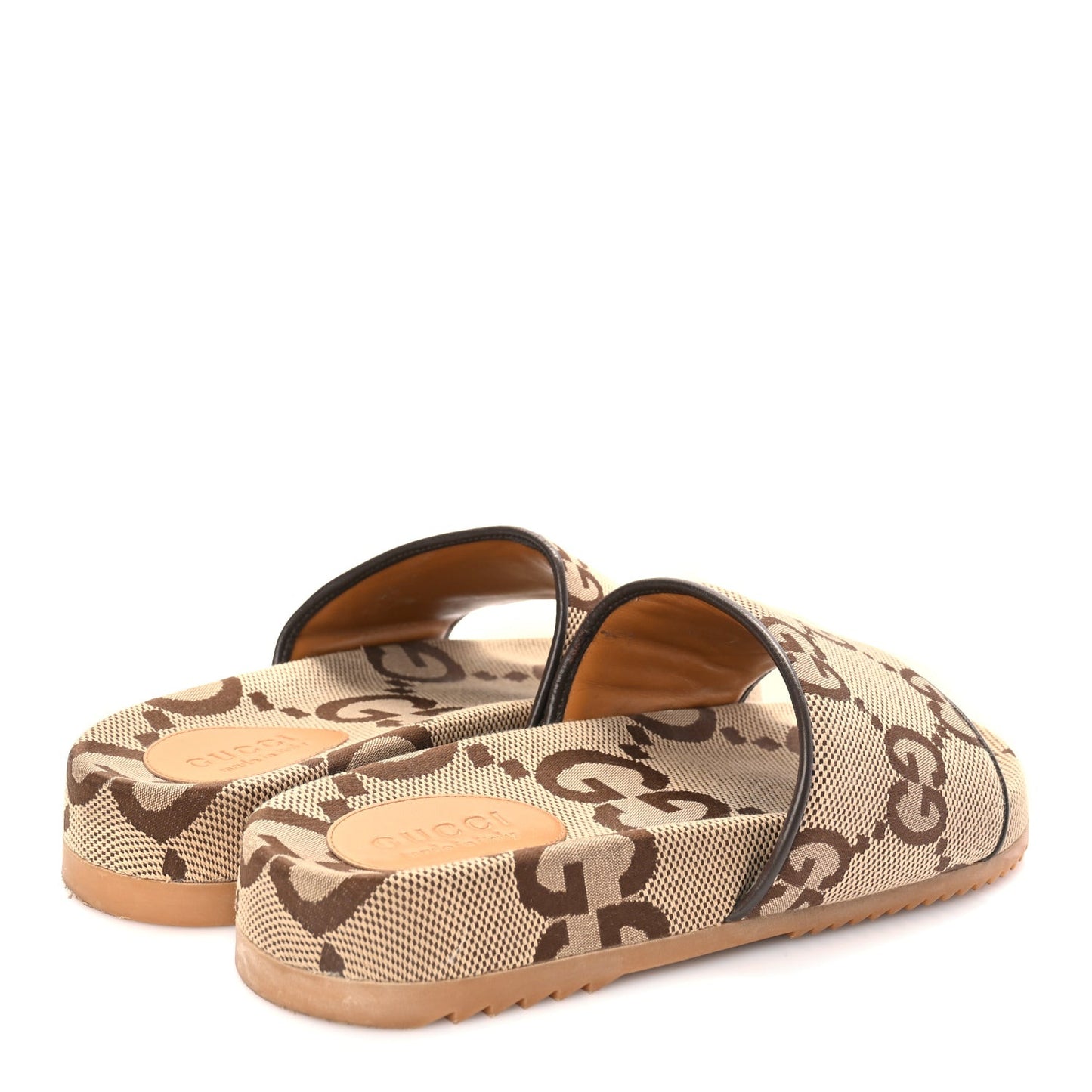 Monogram Jumbo GG Mens Slide Sandals 40 Camel Ebony