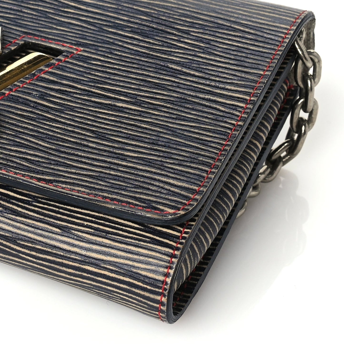Epi Twist Chain Wallet Denim Dark Blue