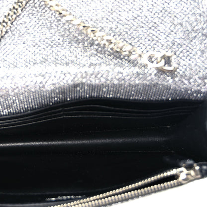 Saint Laurent Metallic Fabric Monogram Envelope Chain Wallet  Anthracite 4 of 8