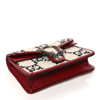 Gucci Tweed GG Monogram Super Mini Dionysus Shoulder Bag White Black Romantic Cherry 3 of 8
