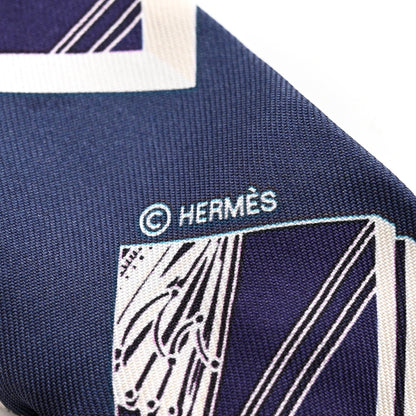 Hermes Silk Springs Springs Twilly Marine Creme Petrole 3 of 4