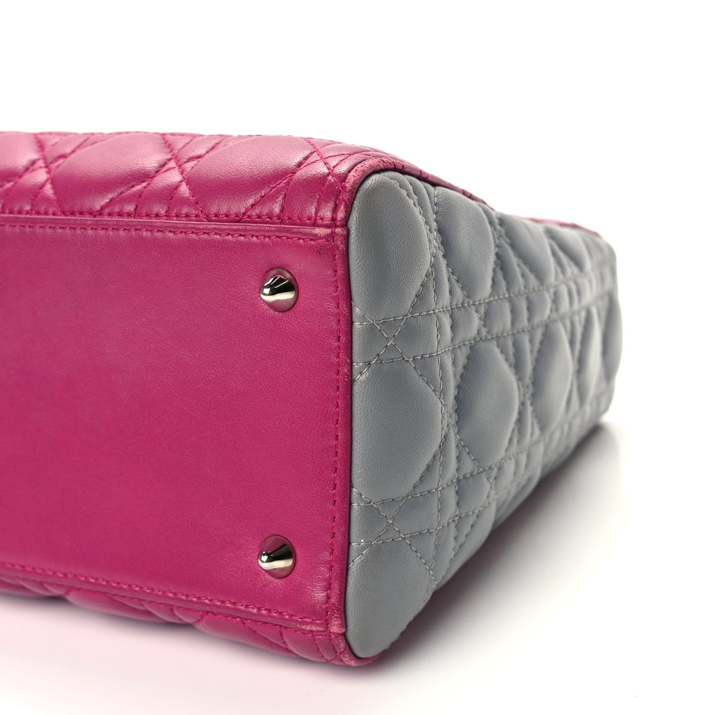 Lambskin Cannage Medium Tri-Color Lady Dior Fuchsia Grey Light Blue