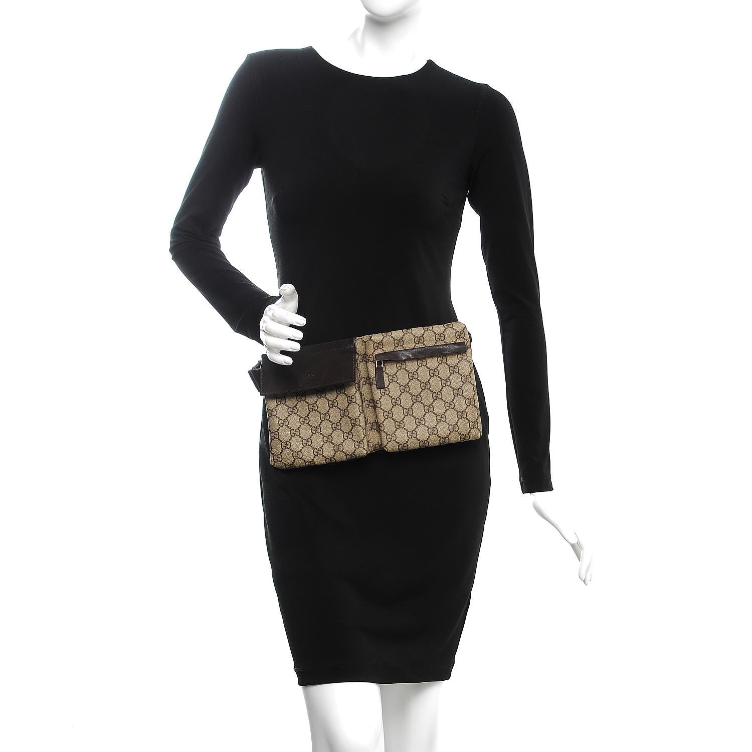 Gucci GG Monogram Double Pocket Belt Bag Dark Brown 2 of 7