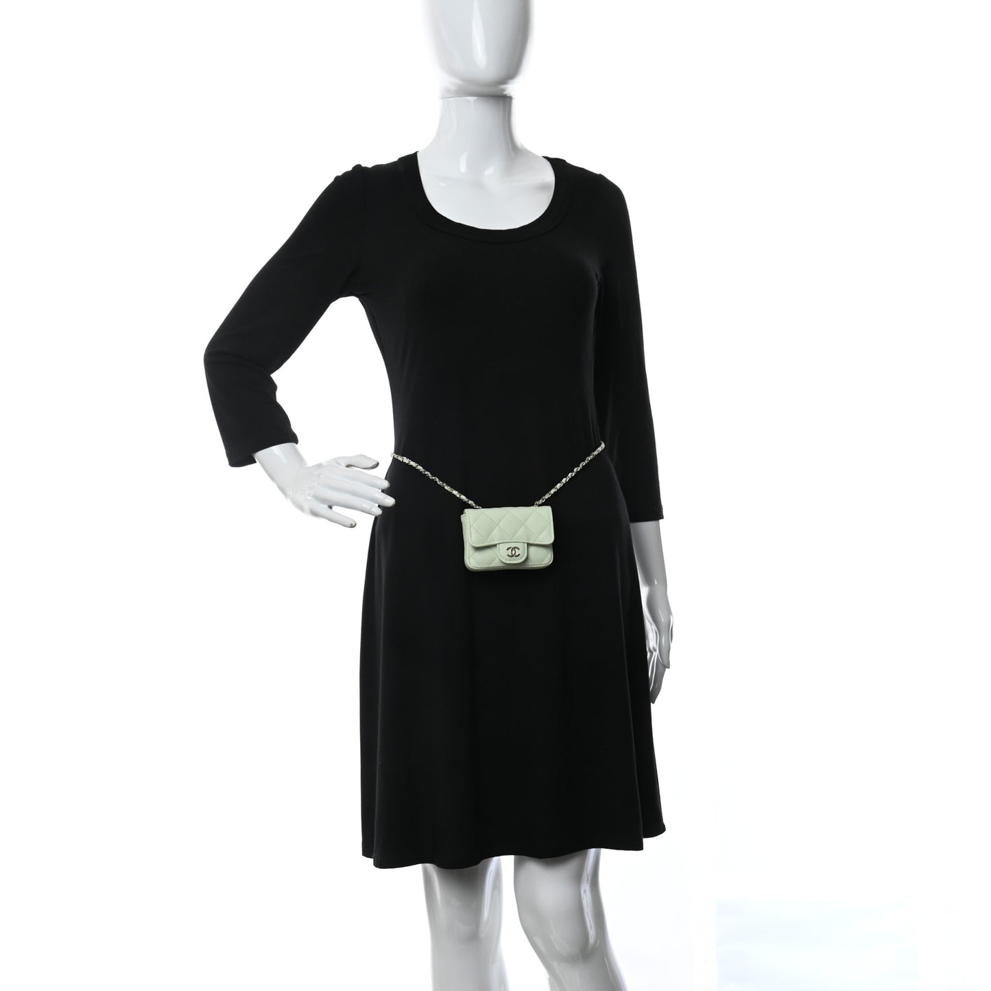 Caviar Quilted Mini Chain Belt Bag Light Green