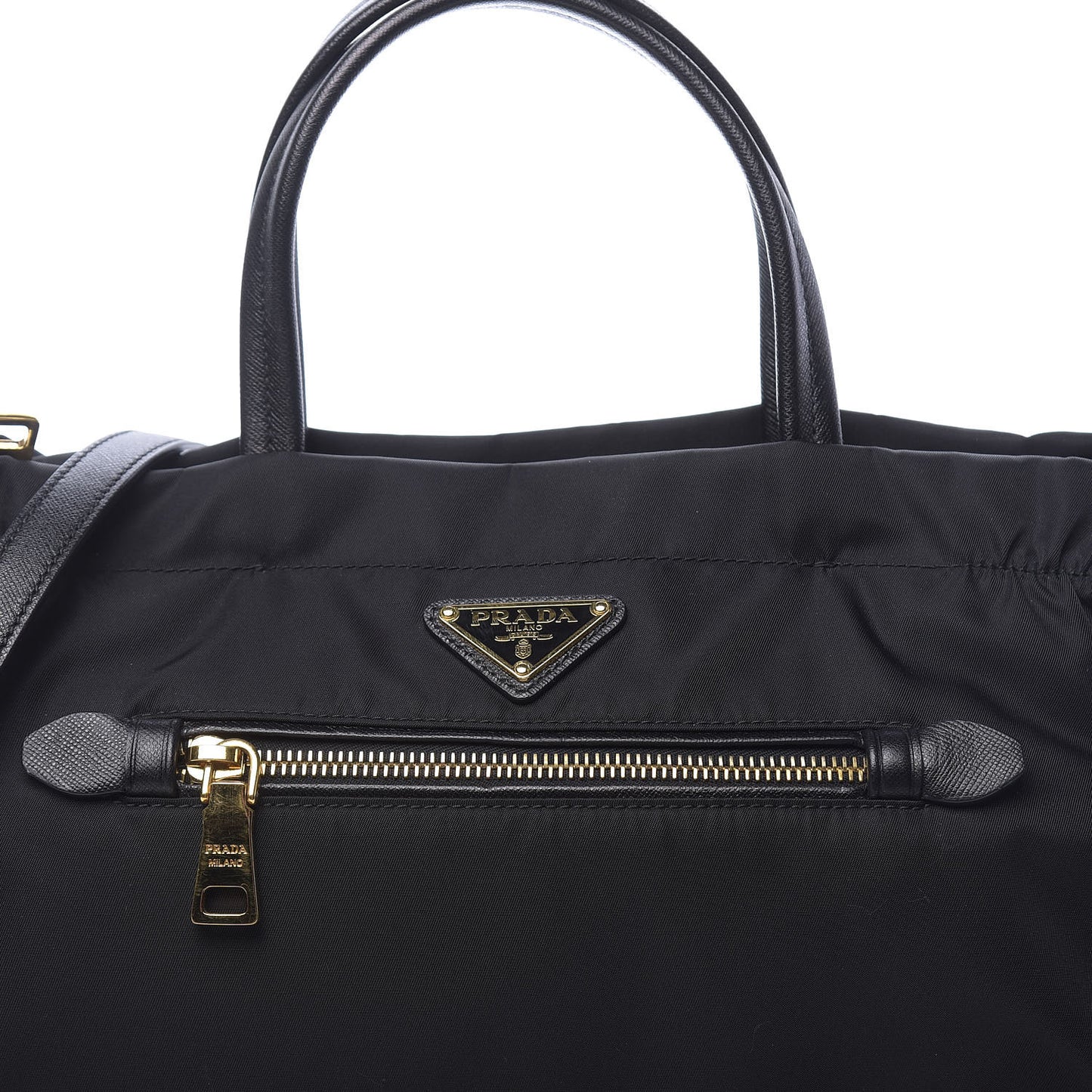 Tessuto Nylon Saffiano Shopping Satchel Black