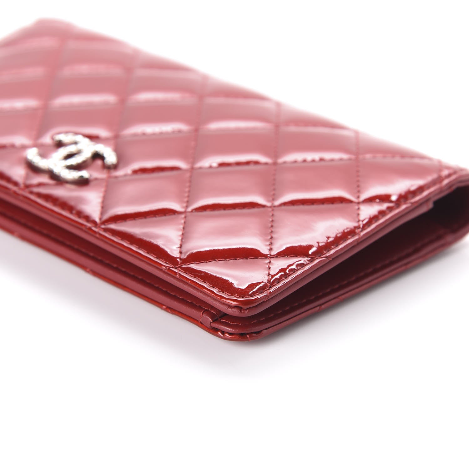 Chanel Patent Quilted Brilliant Yen Wallet Red 7 of 10
