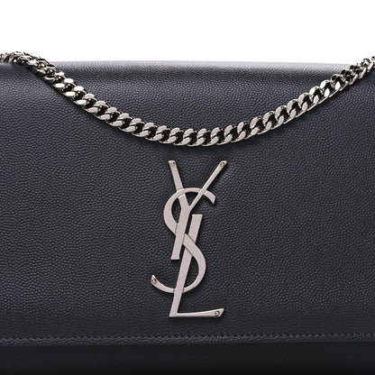 Saint Laurent Grain De Poudre Medium Classic Monogram Kate Satchel Fog 7 of 9
