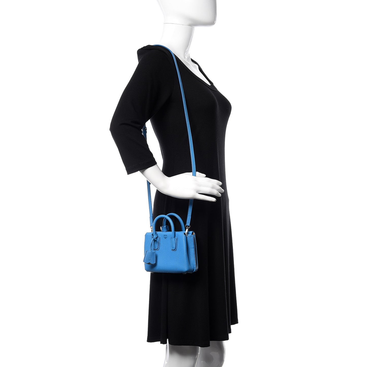 Grained Calfskin X-Mini Milla Tote Tile Blue