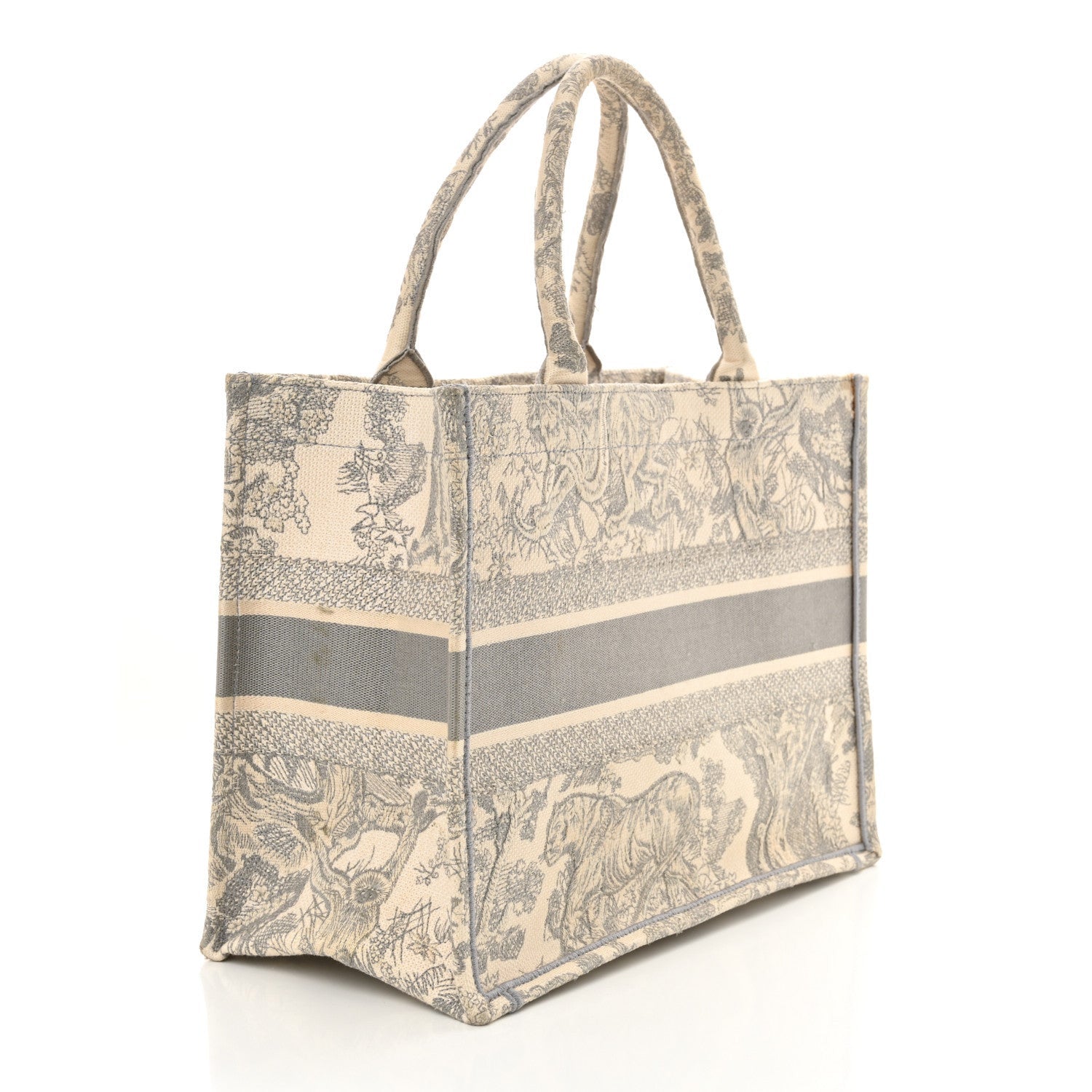Christian Dior Canvas Embroidered Medium Dioriviera Toile De Jouy Book Tote Gray 3 of 7