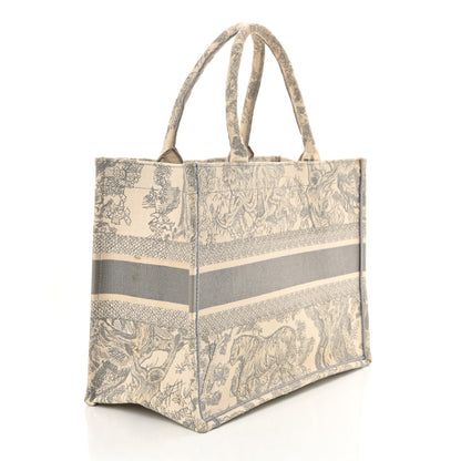 Christian Dior Canvas Embroidered Medium Dioriviera Toile De Jouy Book Tote Gray 3 of 7