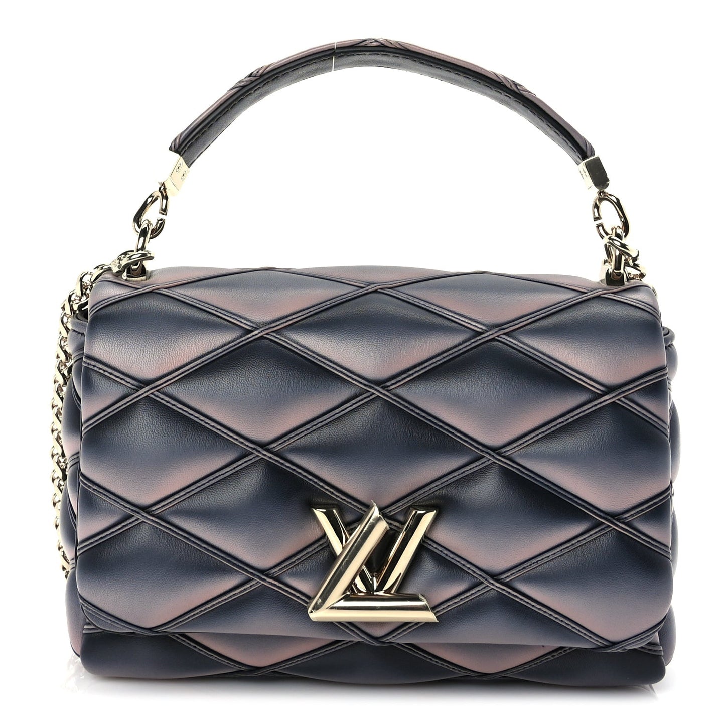 Lambskin Malletage Top Handle GO-14 MM  Black Pink
