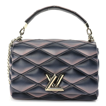Louis Vuitton Lambskin Malletage Top Handle GO-14 MM  Black Pink 1 of 8