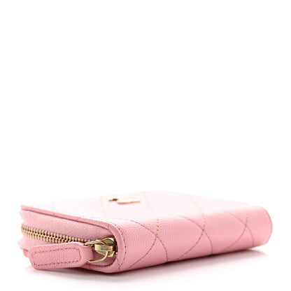 Chanel Caviar Quilted Zip Coin Purse Pink 4 of 9
