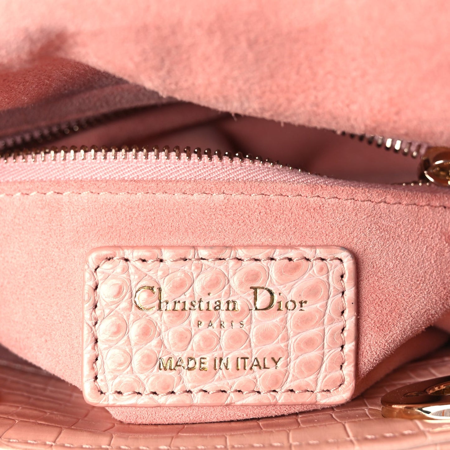 Alligator Crystal Mini Lady Dior Light Pink