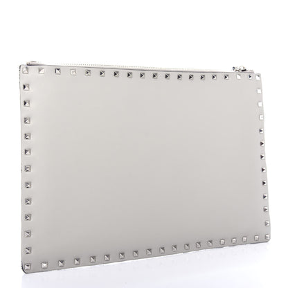 Valentino Garavani Glitter Rockstud Spike Zip Pouch Silver 3 of 6