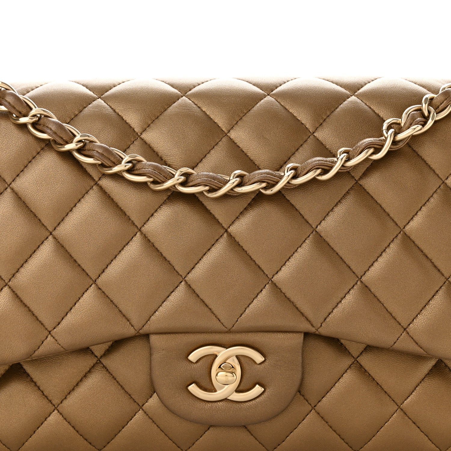 Chanel Metallic Lambskin Quilted Jumbo Double Flap Gold 8 of 10