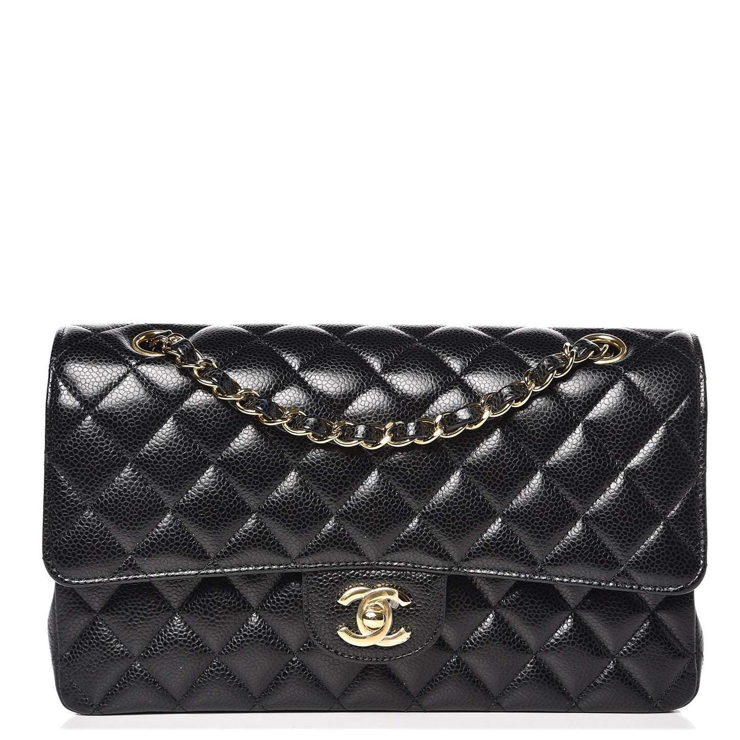 Caviar Quilted Medium Double Flap Black