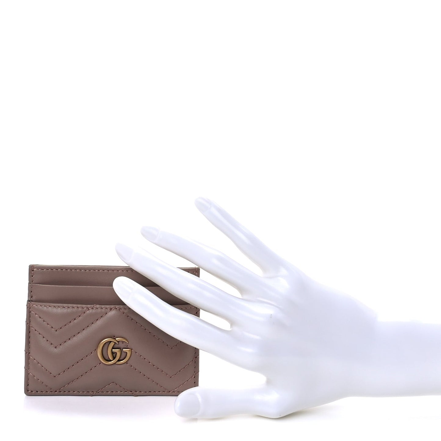 Calfskin Matelasse GG Marmont Card Holder Porcelain Rose