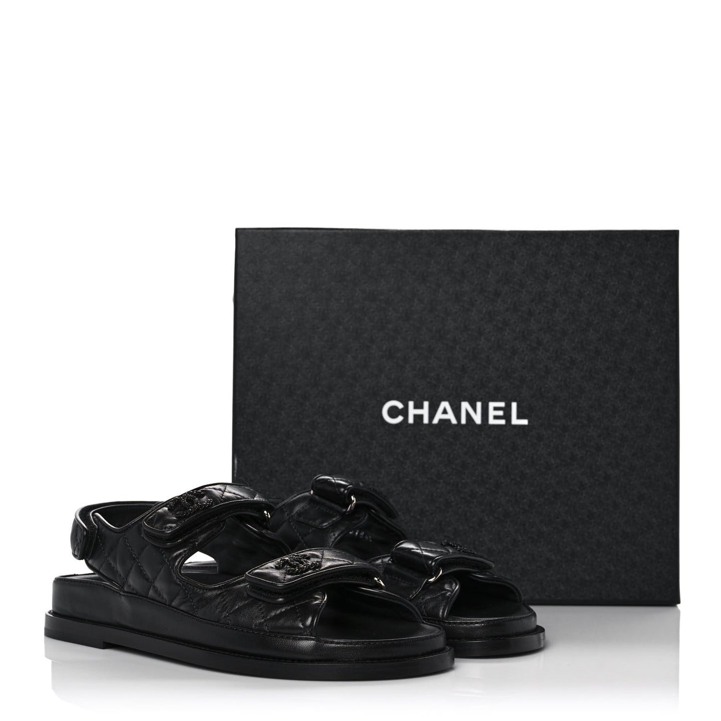 Lambskin Velcro Dad Sandals 38.5 Black