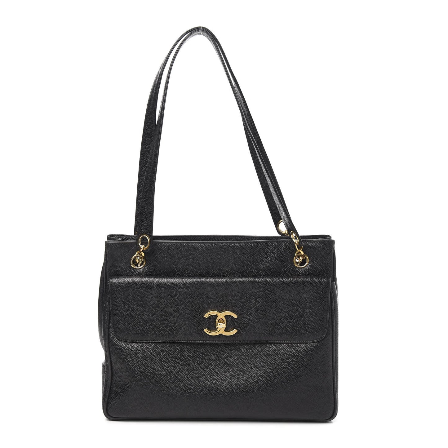 Caviar Flap Shoulder Bag Black