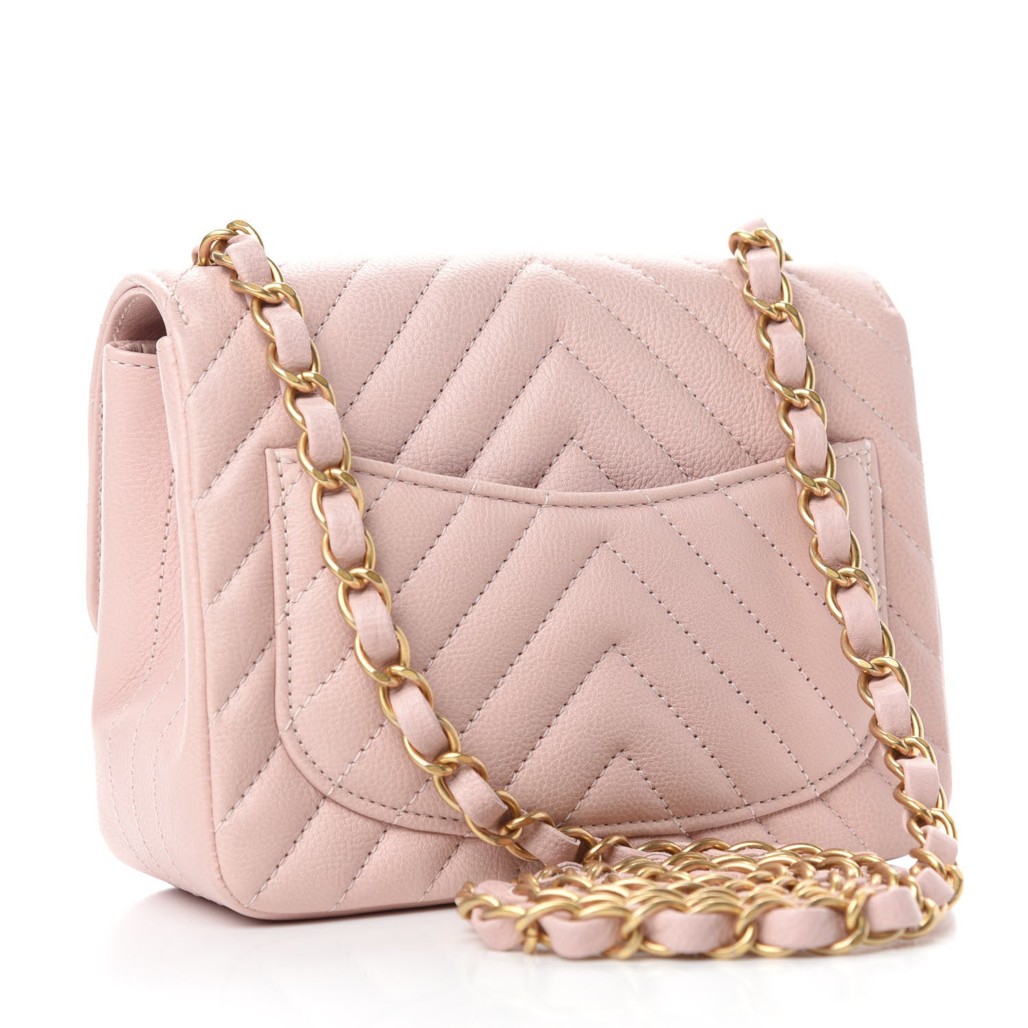 Chanel Caviar Chevron Quilted Mini Square Flap Light Pink 3 of 11