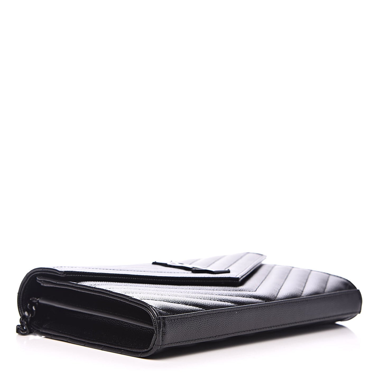 Grain De Poudre Matelasse Chevron Monogram Chain Wallet Black