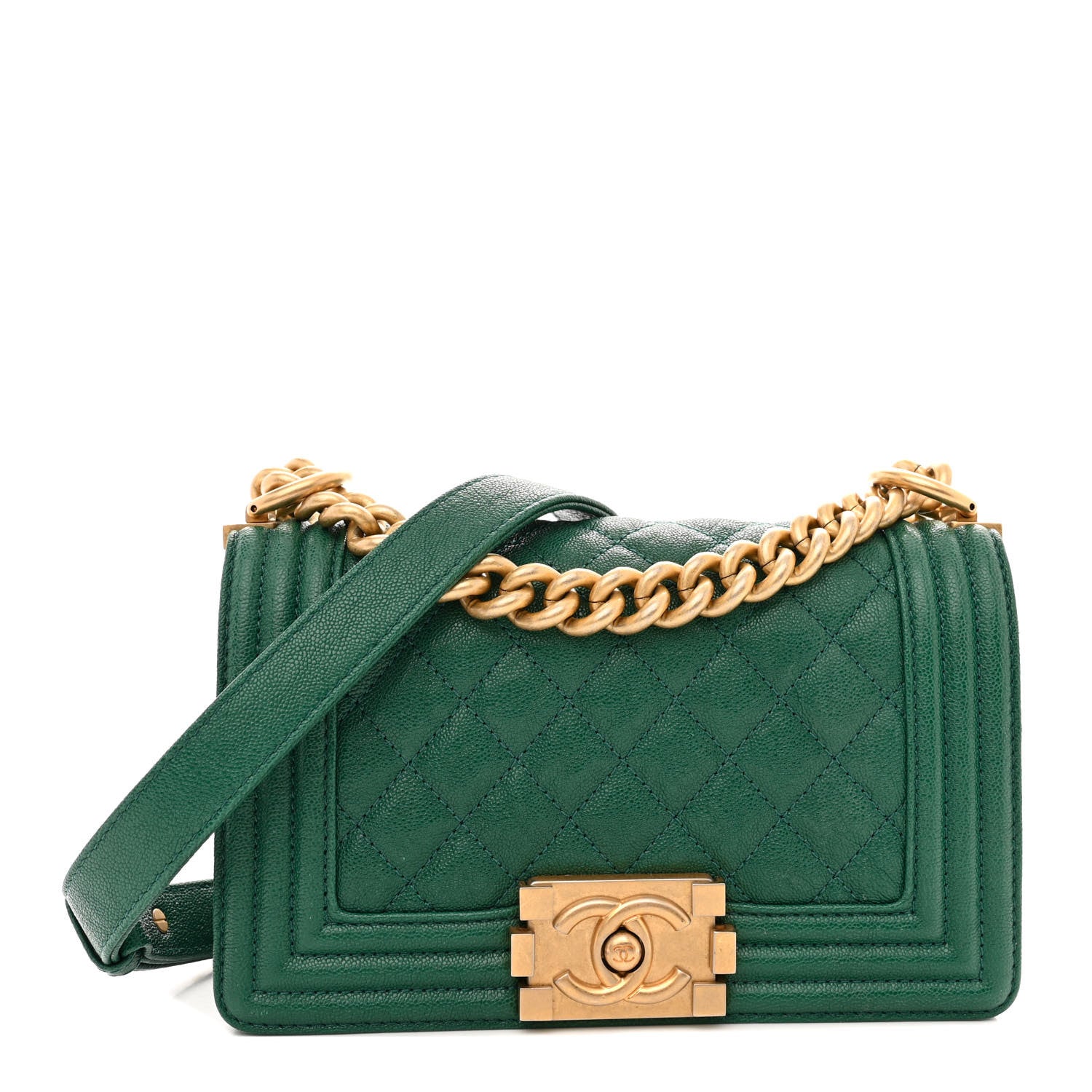 Chanel Caviar Quilted Small Boy Flap Green 1 of 11