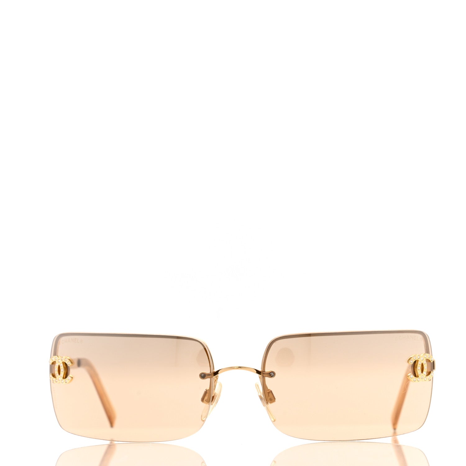 Chanel Crystal CC Logo Sunglasses 4104-B Gold 2 of 8