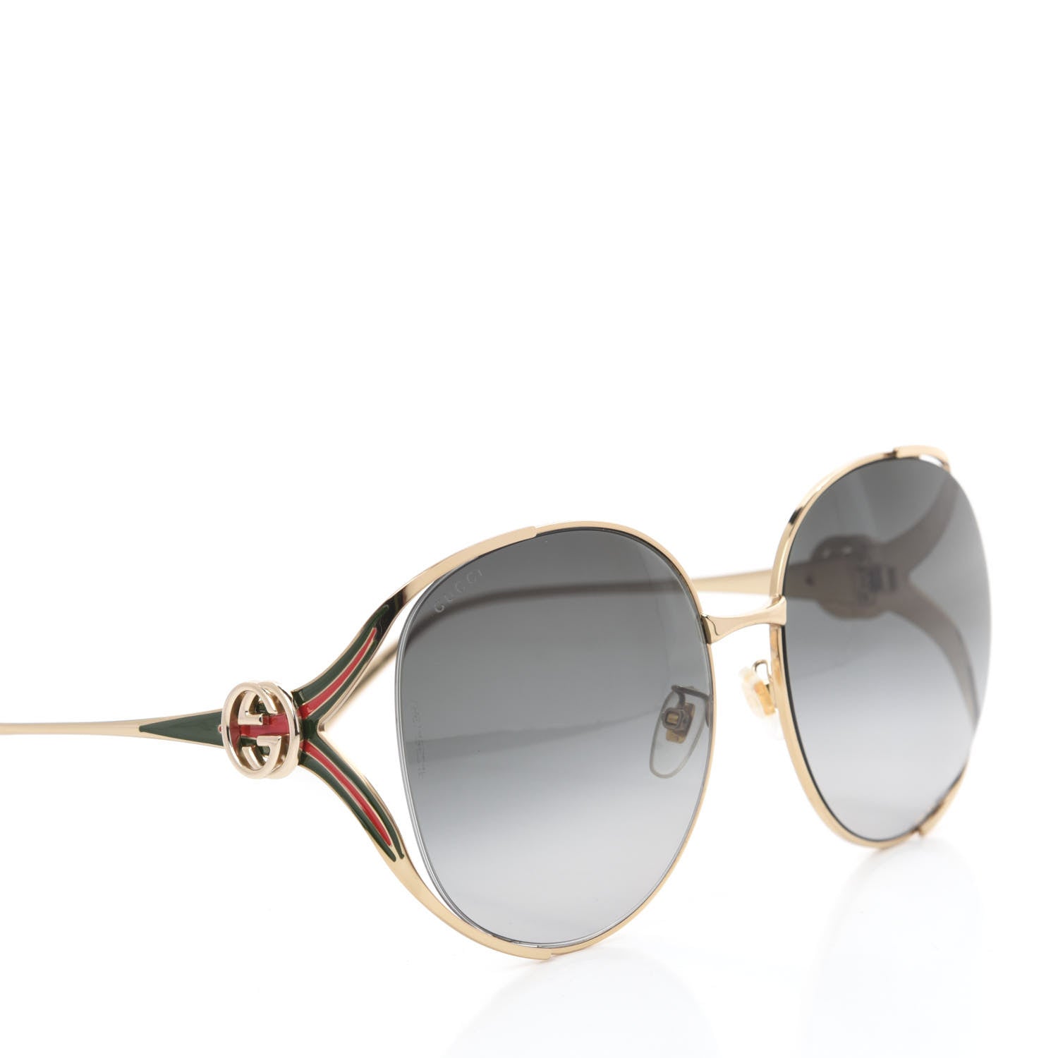 Gucci Metal Oversized Round Frame GG0225S Sunglasses Gold 5 of 8