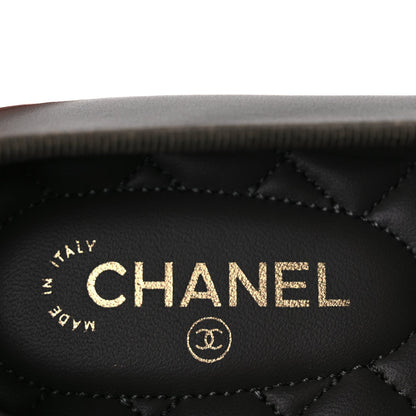 Chanel Lambskin Cap Toe CC Ballerina Flats 37 Dark Grey 5 of 9