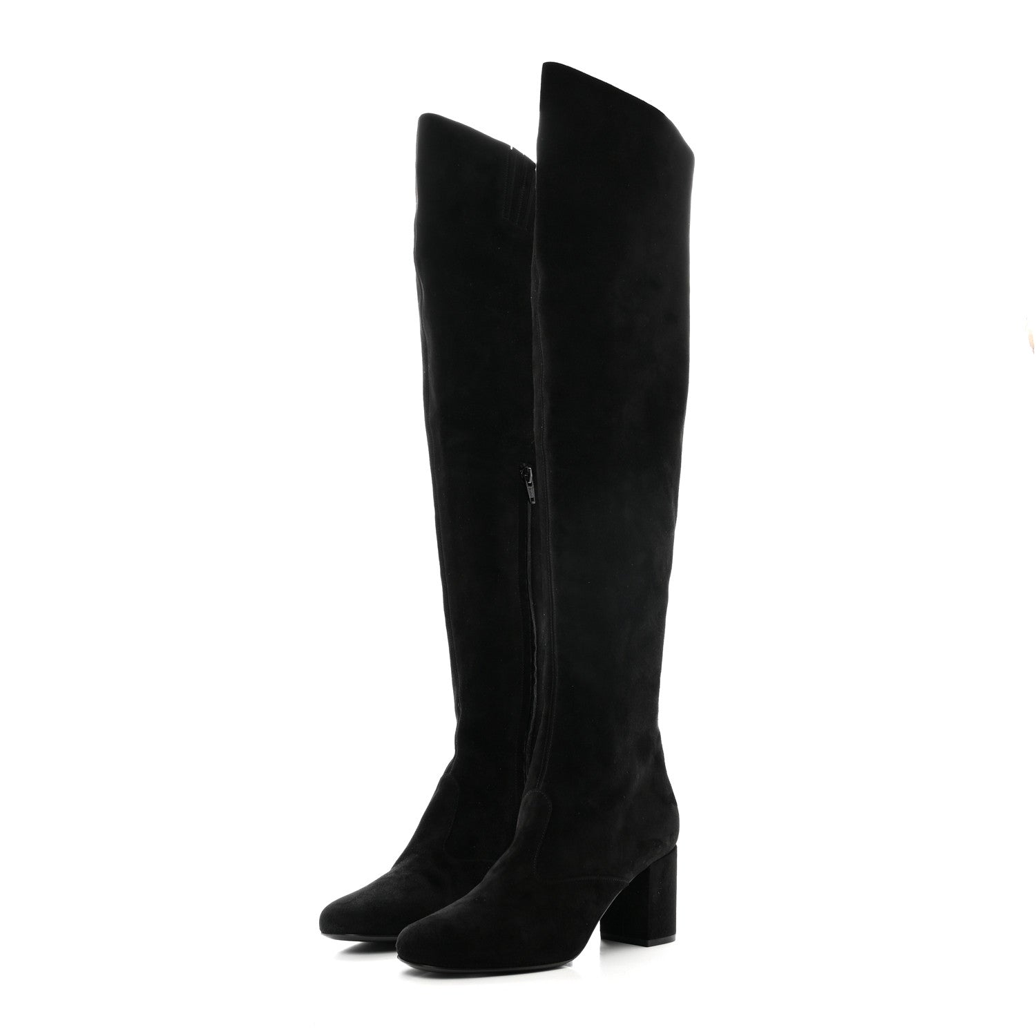 Saint Laurent Suede Babies Over The Knee Boots 36.5 Black 3 of 8