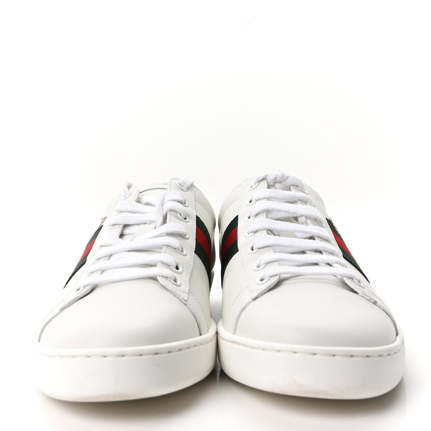 Calfskin Web Embroidered Womens Ace Sneakers 40 White
