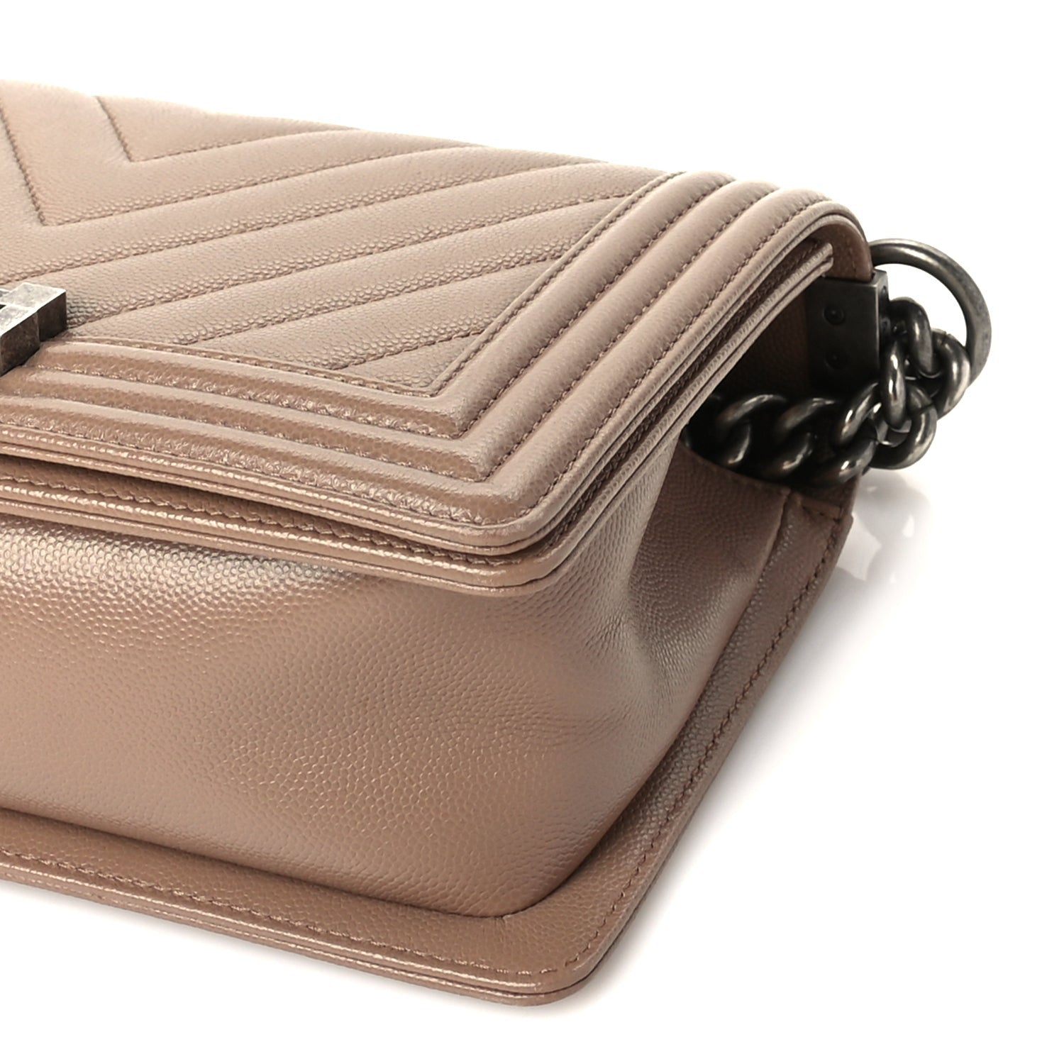 Chanel Caviar Chevron Quilted Medium Boy Flap Light Brown 9 of 9