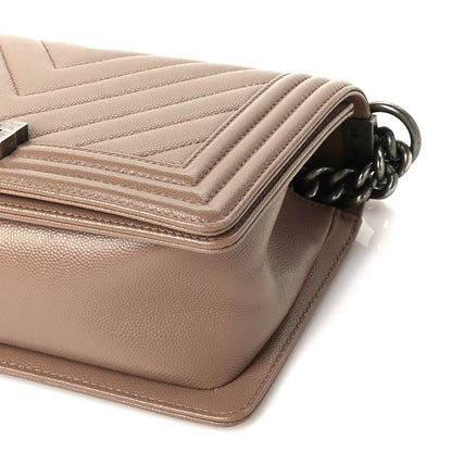 Chanel Caviar Chevron Quilted Medium Boy Flap Light Brown 9 of 9