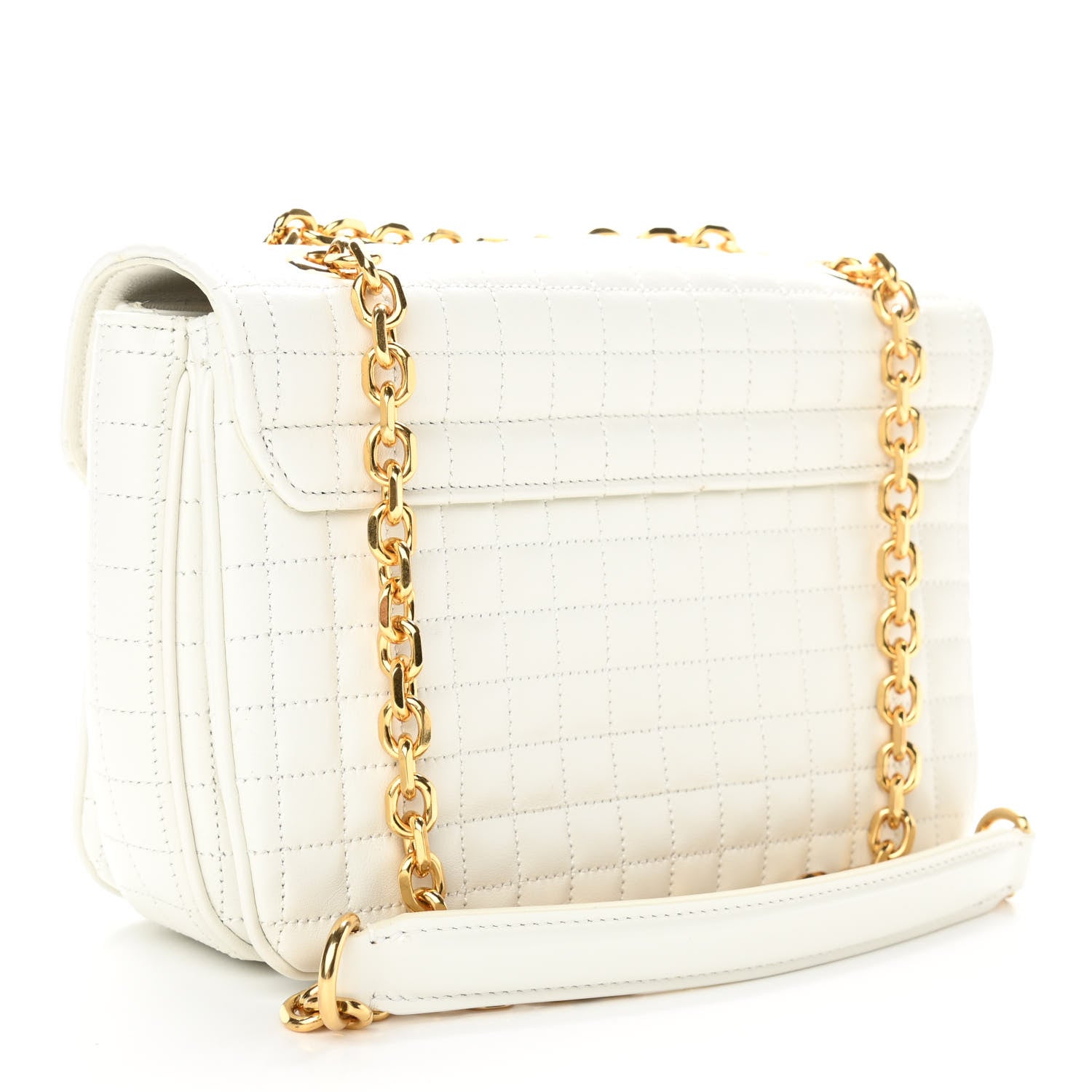 Celine Calfskin Quilted Medium C Bag White 3 of 9