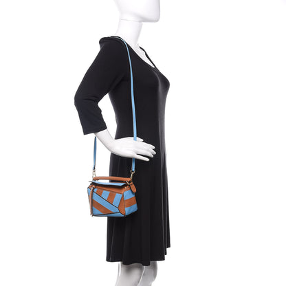 Loewe Calfskin Rugby Mini Puzzle Bag Blue Tan 2 of 9