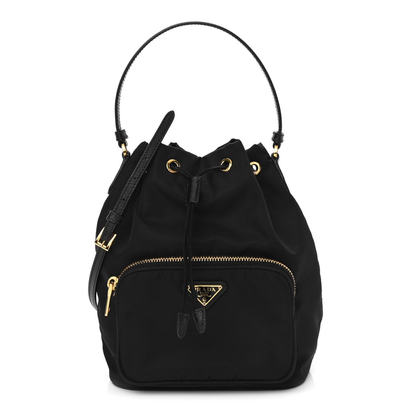 Re-Nylon Duet Drawstring Shoulder Bag Black