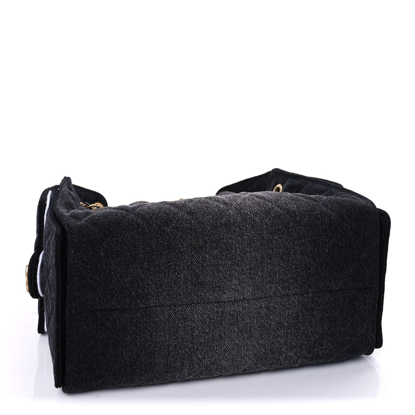 Washed Denim Quilted Small  25 Handbag  Black
