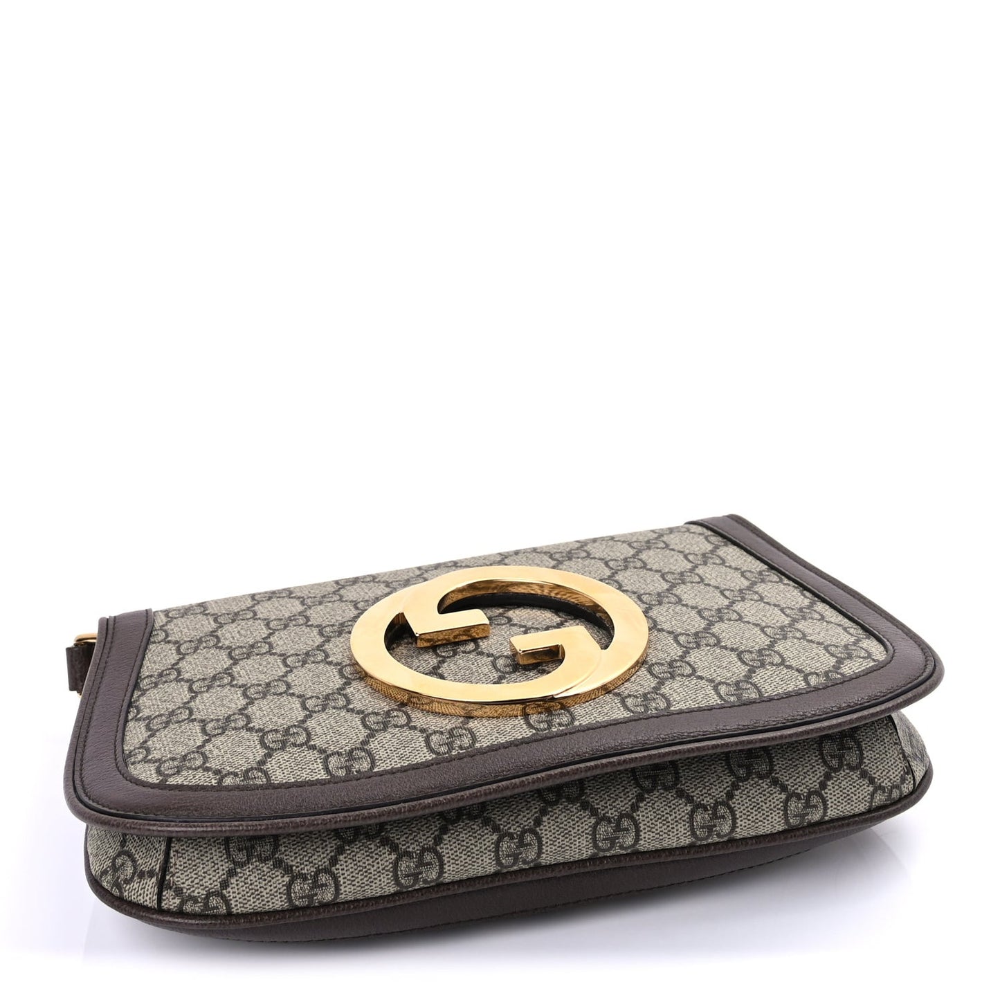 GG Supreme Monogram Textured Dollar Calfskin Blondie Chain Shoulder Flap Bag Beige Ebony New Acero
