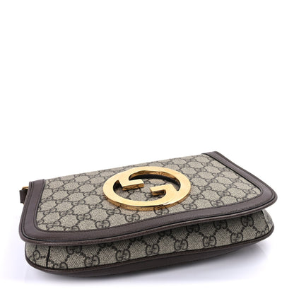 Gucci GG Supreme Monogram Textured Dollar Calfskin Blondie Chain Shoulder Flap Bag Beige Ebony New Acero 3 of 8